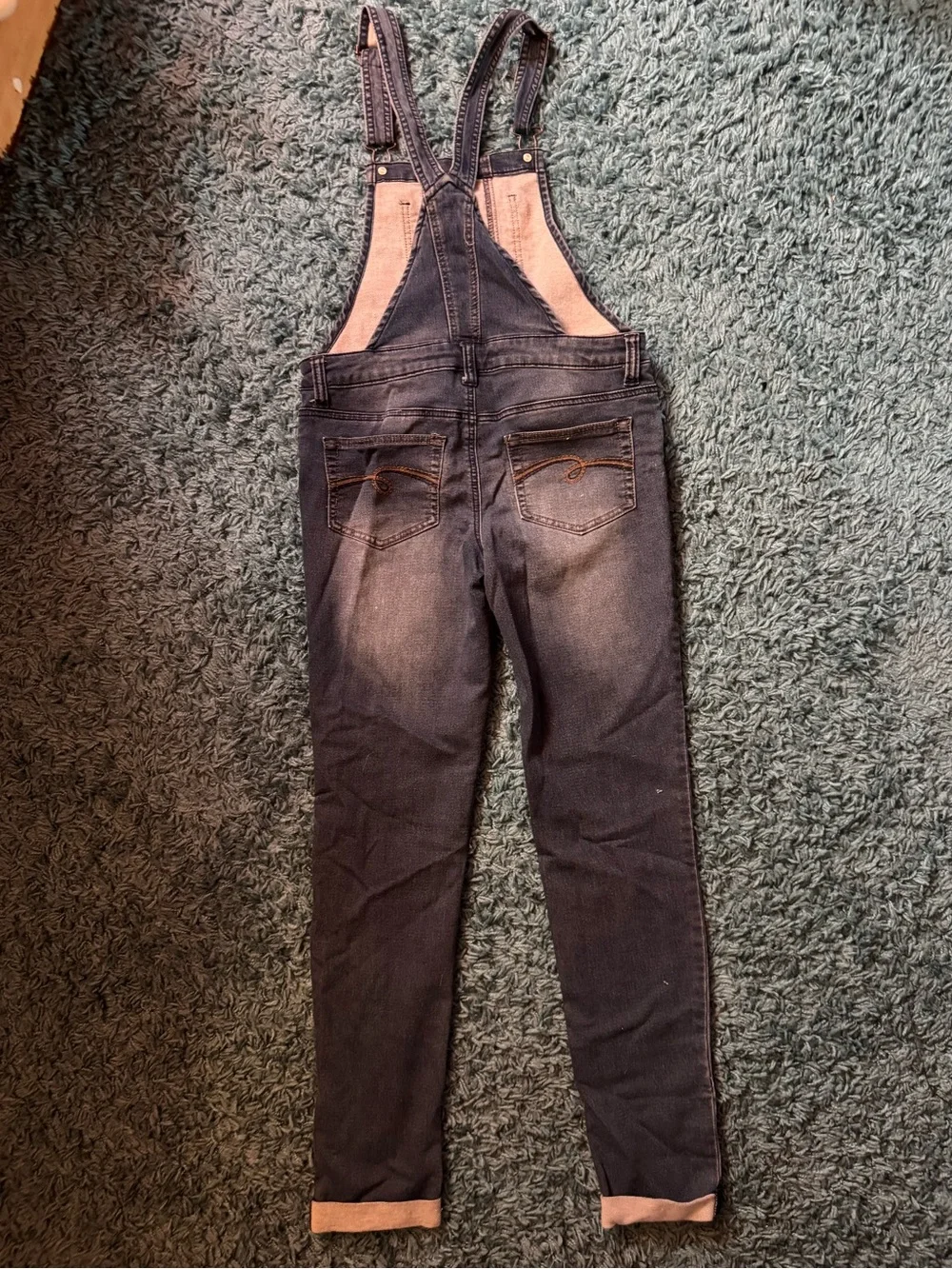 NWOT Justice Girls Medium Blue Stretch Denim Overalls